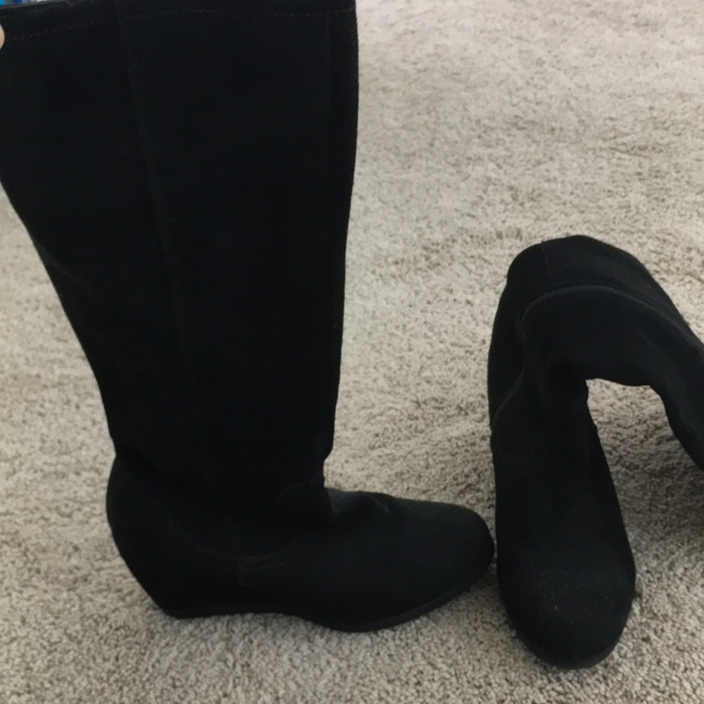 Black suede leather wedge boots from GH Bass& Co
